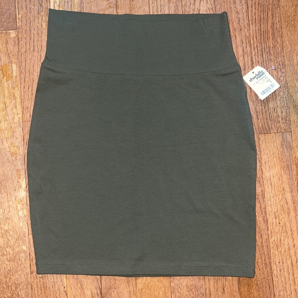 NWT Charlotte Russe Size Small Olive Green Cotton Highwaisted Skirt